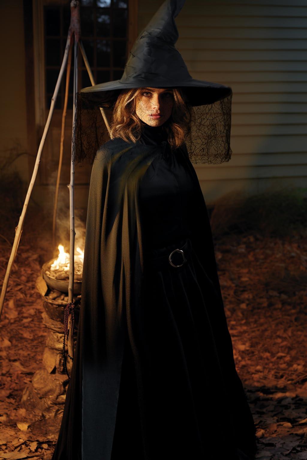 HOMELEX Unisex Black Velvet Adult Cape Full Length Hooded Robe Halloween Cloak - HOMELEX