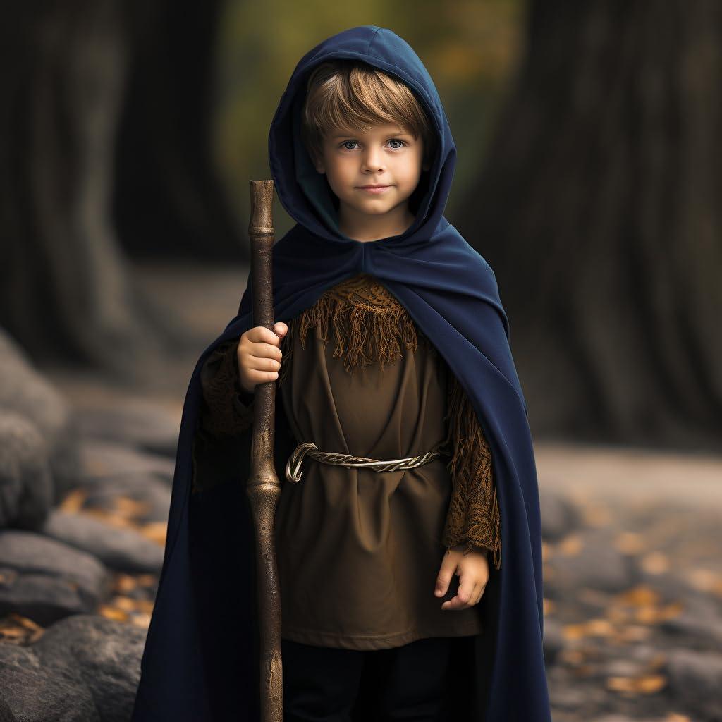 HOMELEX Renaissance Costume for Boys - Kids Medieval Cloak With Hood Halloween Ranger Wizard Elven Hooded Cape Robe - HOMELEX