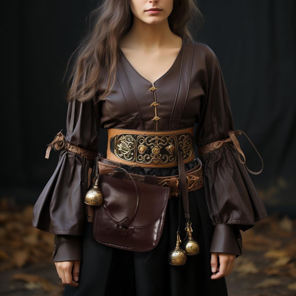 HOMELEX Renaissance Belt Pouch - Medieval Leather Bag for Halloween Faire Costume Accessories - HOMELEX