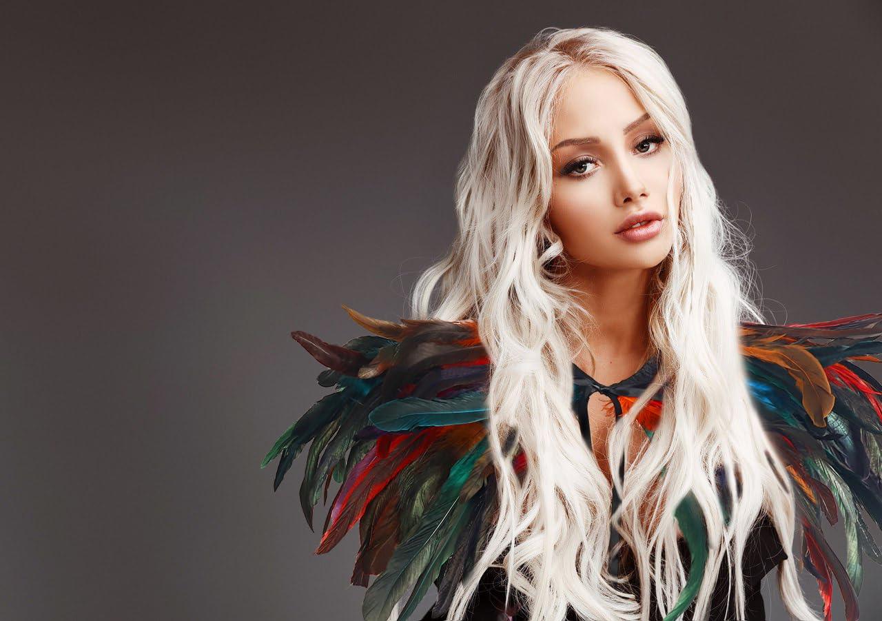 HOMELEX Black Witch Feather Collar Crow Shawl Costume Halloween Swan Wings Accessories Cape for Women - HOMELEX