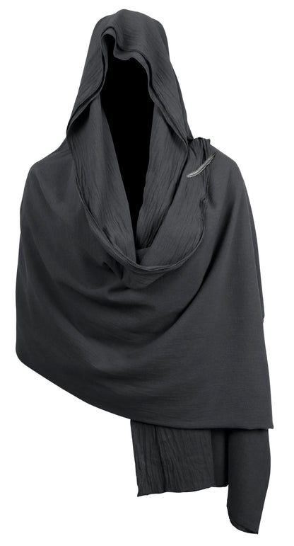 HOMELEX Medieval Black Padme Cape Shawl Post Apocalyptic Cloak Black Hooded Cowl - HOMELEX