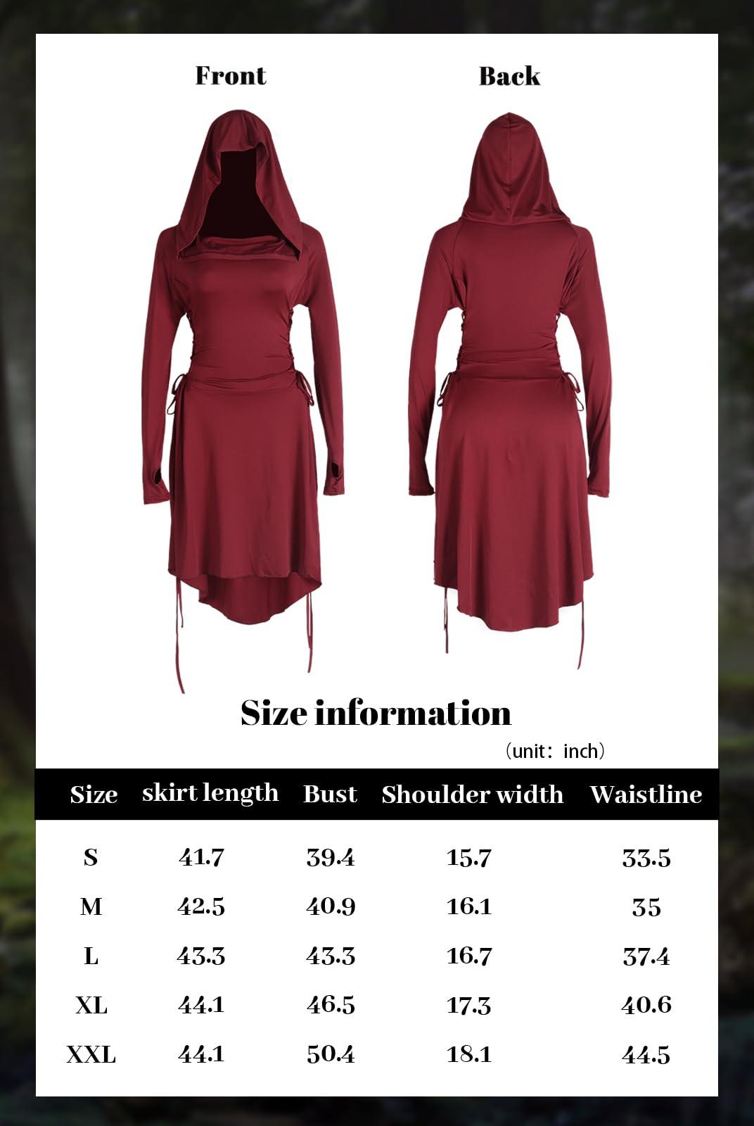 HOMELEX Renaissance Hood Dress for Women Medieval Ren Fair Halloween Hooded Cloak Robes Costume - HOMELEX