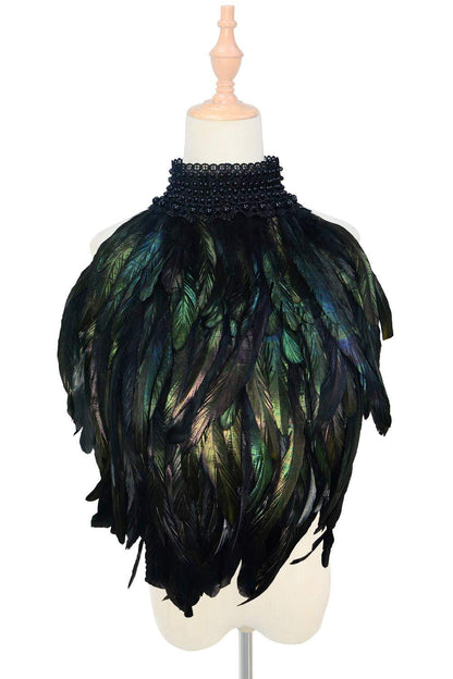 HOMELEX Feather Cape Shawl Costume Witch Wings Collar Adult Crow Neck - HOMELEX