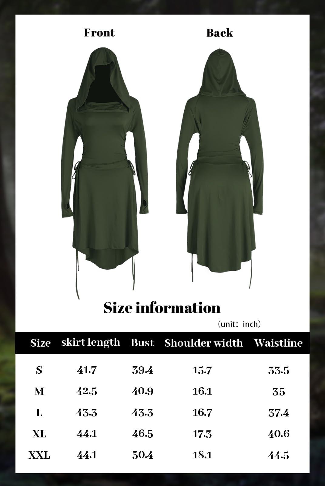 HOMELEX Renaissance Hood Dress for Women Medieval Ren Fair Halloween Hooded Cloak Robes Costume - HOMELEX