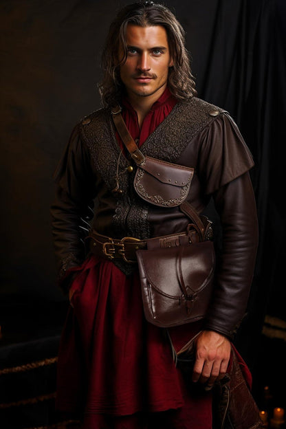 HOMELEX Renaissance Belt Pouch - Medieval Leather Bag for Halloween Faire Costume Accessories - HOMELEX