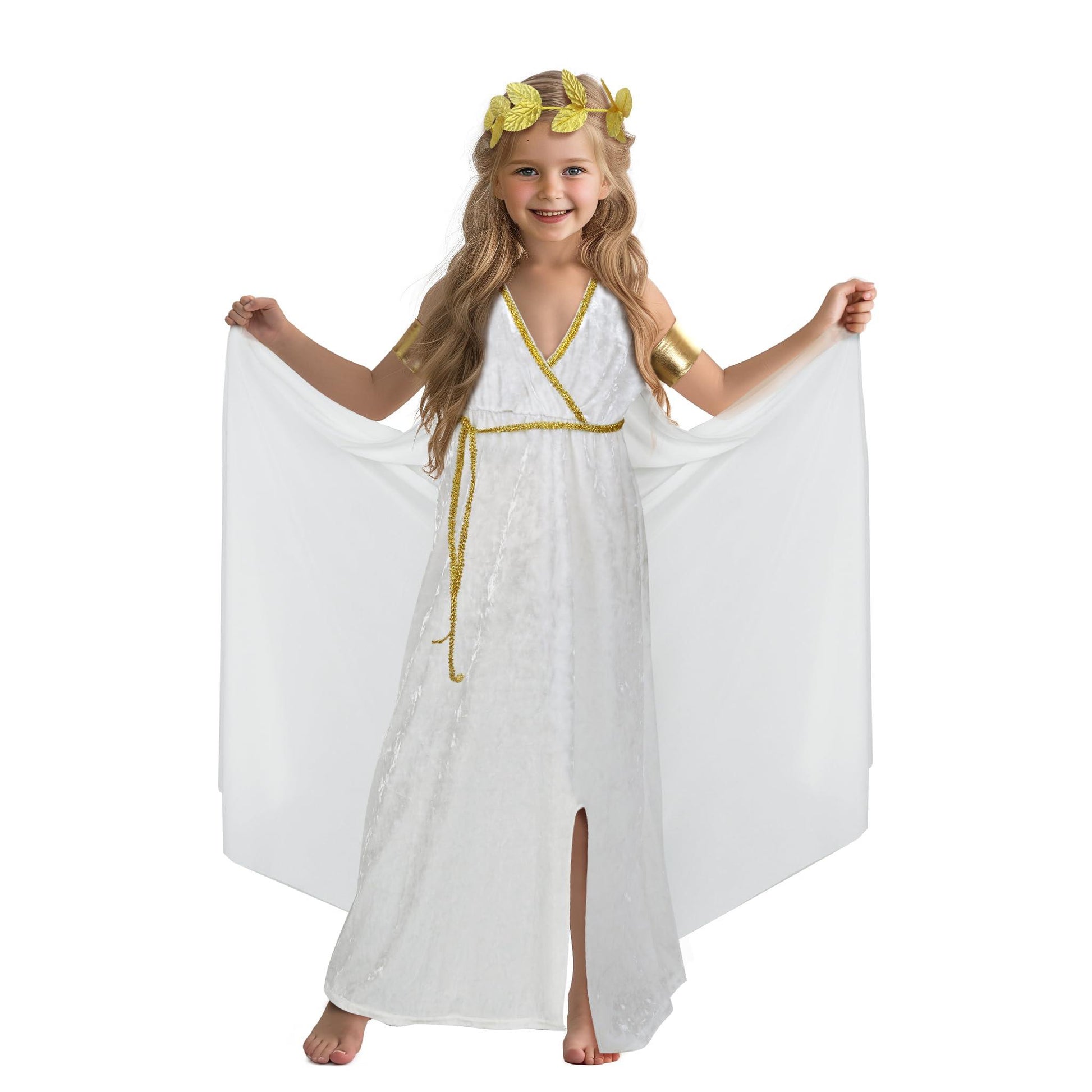 HOMELEX Greek Toga Costume for Kids Roman Crown Leaf Wreath Halloween Nobility Goddess Cosplay - HOMELEX