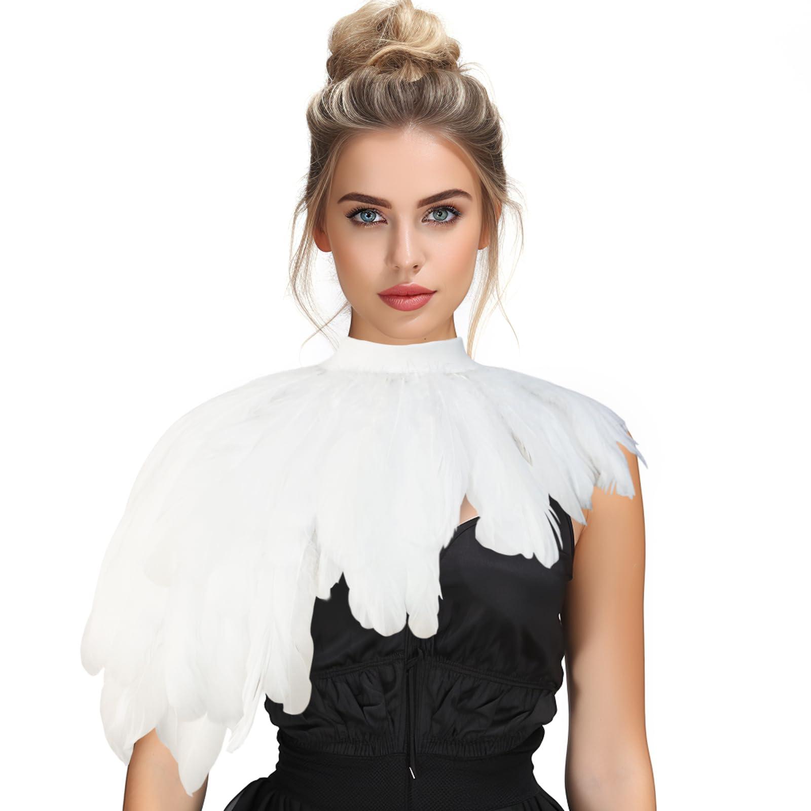 HOMELEX Feather Cape Shawl Costume Black Witch Wings Collar Adult Crow Neck - HOMELEX