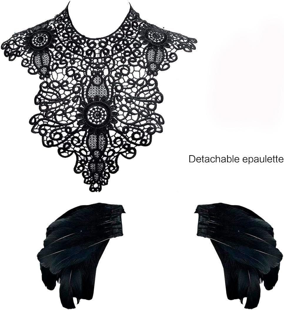 HOMELEX Shoulder Pad with Feathers Wings Halloween Witch Harness Carnival Costumes for Women Masquerade Raven Costume - HOMELEX