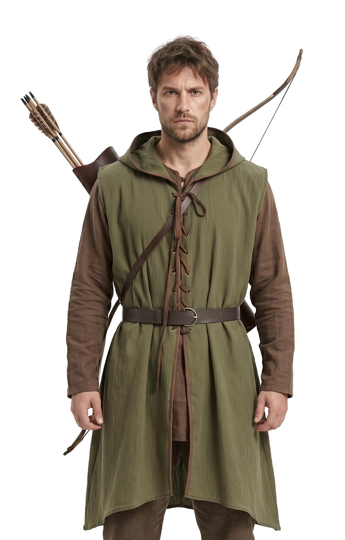 Medieval Cotton-Linen Hooded Tunic