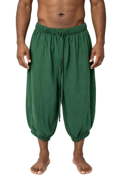 Loose-fit cropped shorts with drawstring, dark green