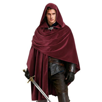 Burgundy Carnival Cloak with a Full Hood