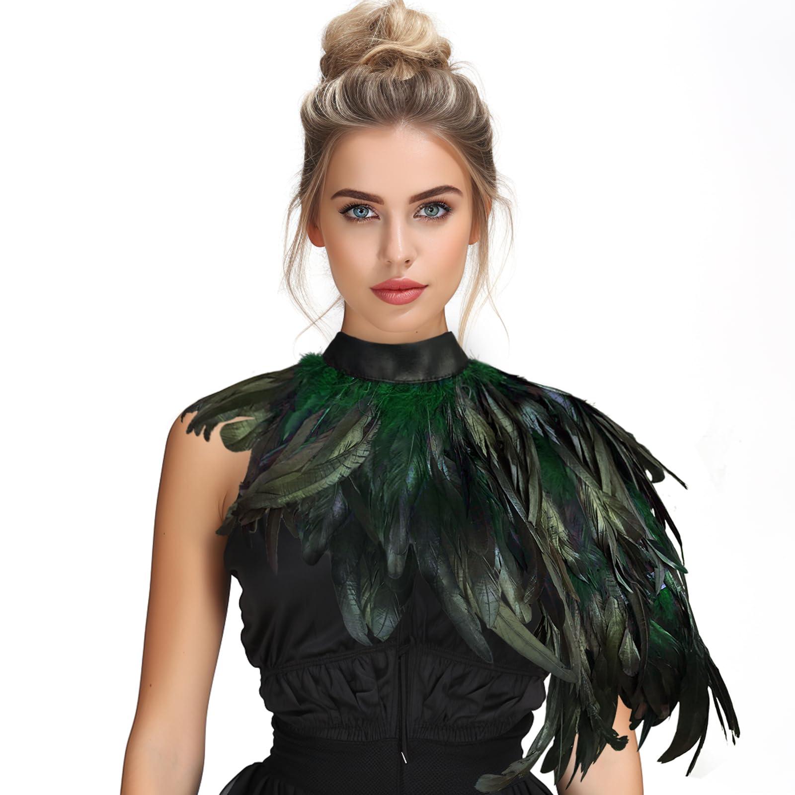 HOMELEX Feather Cape Shawl Costume Black Witch Wings Collar Adult Crow Neck - HOMELEX
