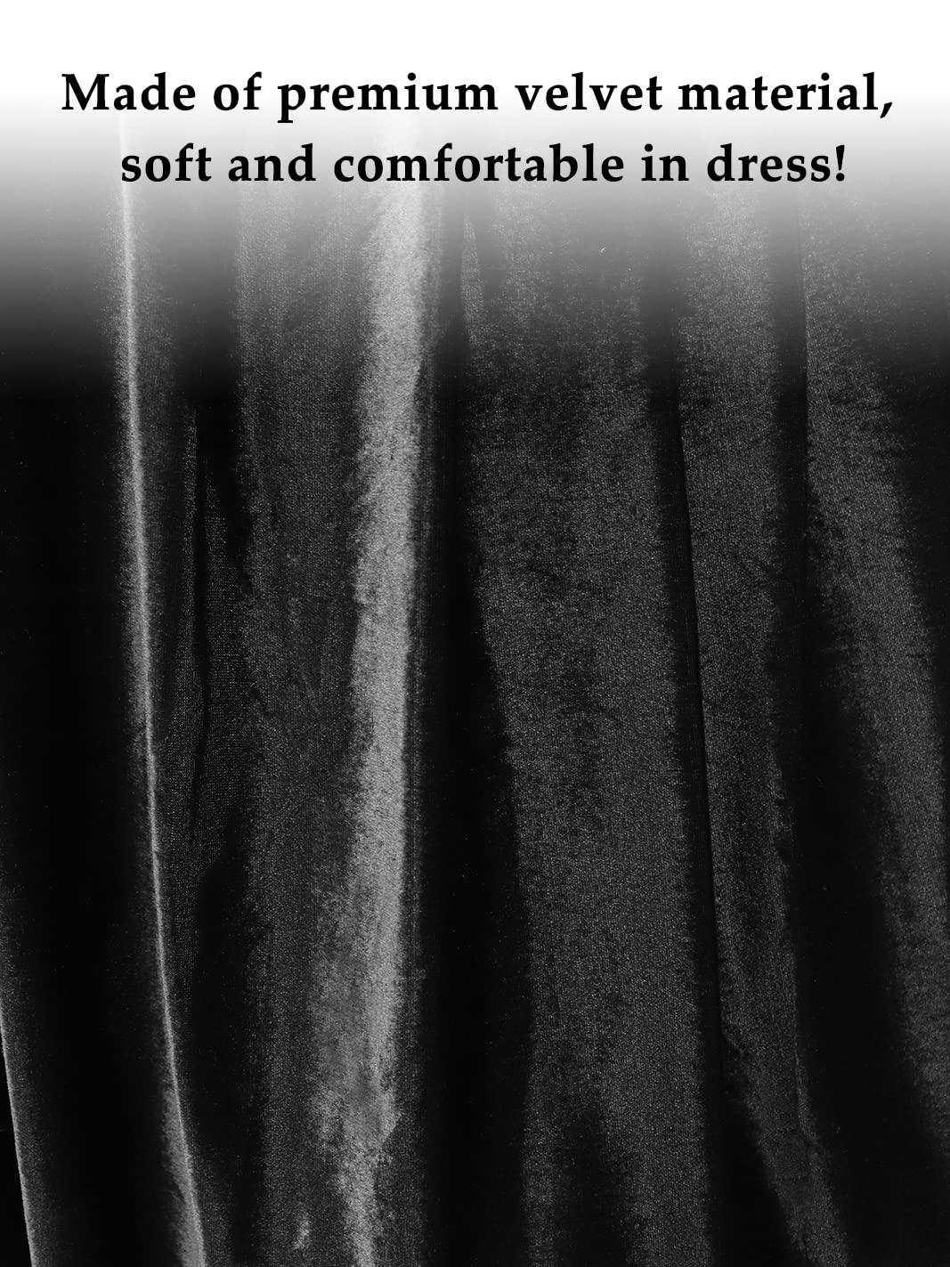 HOMELEX Unisex Solid Velvet Adult Full Length Hooded Robe Cape with Classic Gothic Feather Cloak Suit - HOMELEX