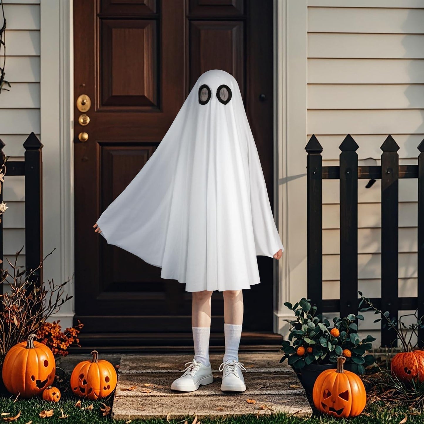 HOMELEX Kid Ghost Costume Boy Spooky Gown Girl Halloween White Dress Cosplay - HOMELEX