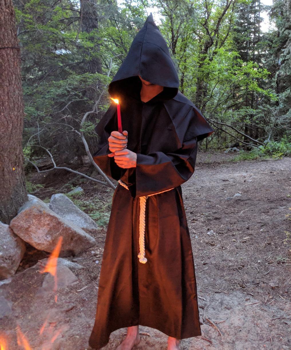 HOMELEX Medieval Monk Robe for Adult - Renaissance Midievil Friar Costume - Halloween Hooded Cultist Robes - HOMELEX