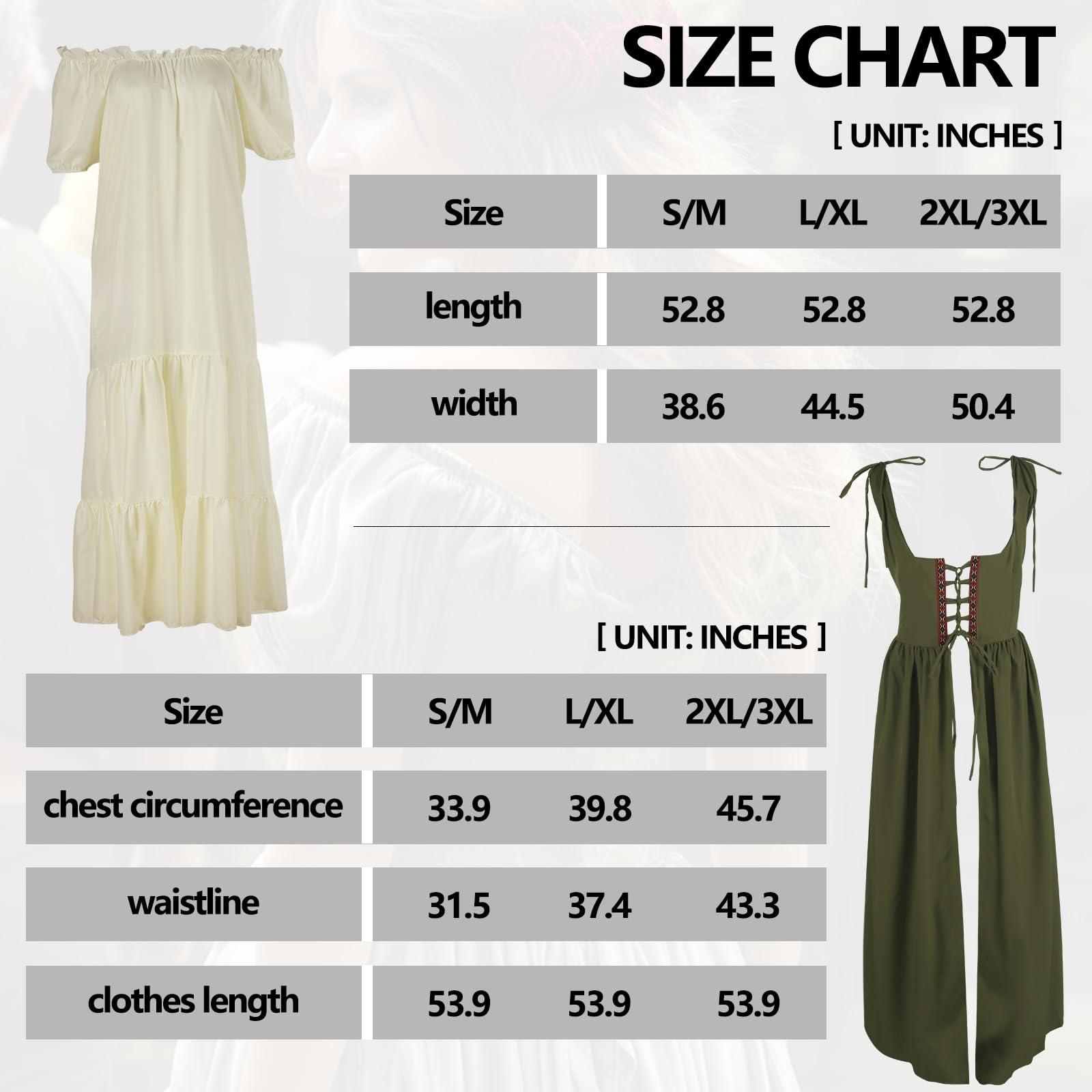 HOMELEX Renaissance Dress Women - Medieval Elf Costume Plus Size Ren Faire Midevil Festival Outfit - HOMELEX