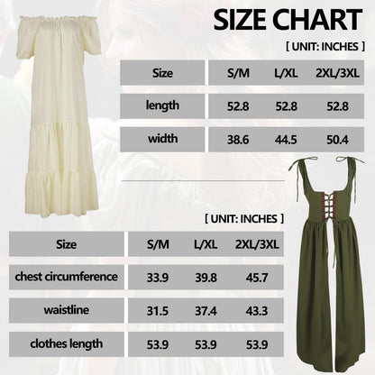 HOMELEX Renaissance Dress Women - Medieval Elf Costume Plus Size Ren Faire Midevil Festival Outfit - HOMELEX
