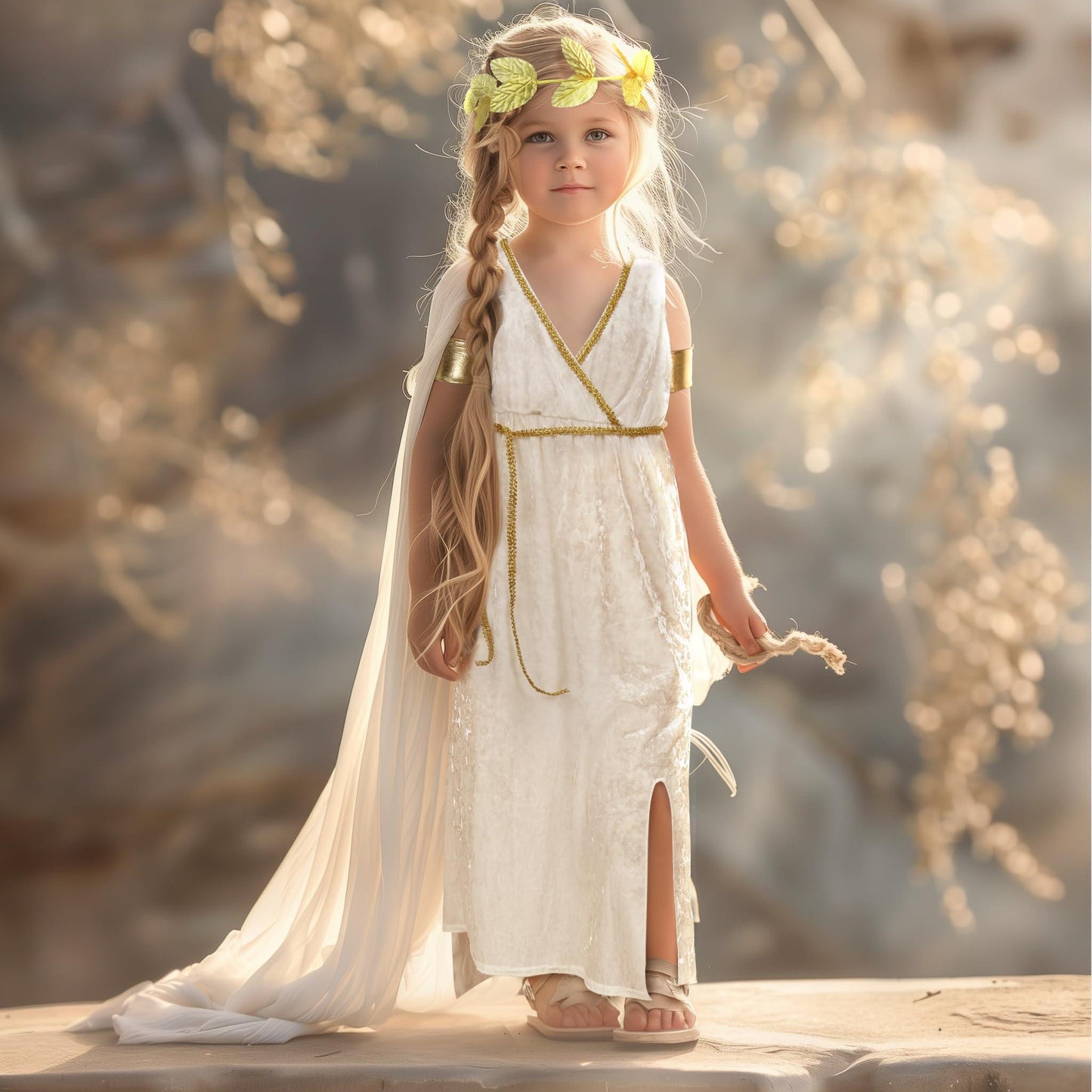 HOMELEX Greek Toga Costume for Kids Roman Crown Leaf Wreath Halloween Nobility Goddess Cosplay - HOMELEX