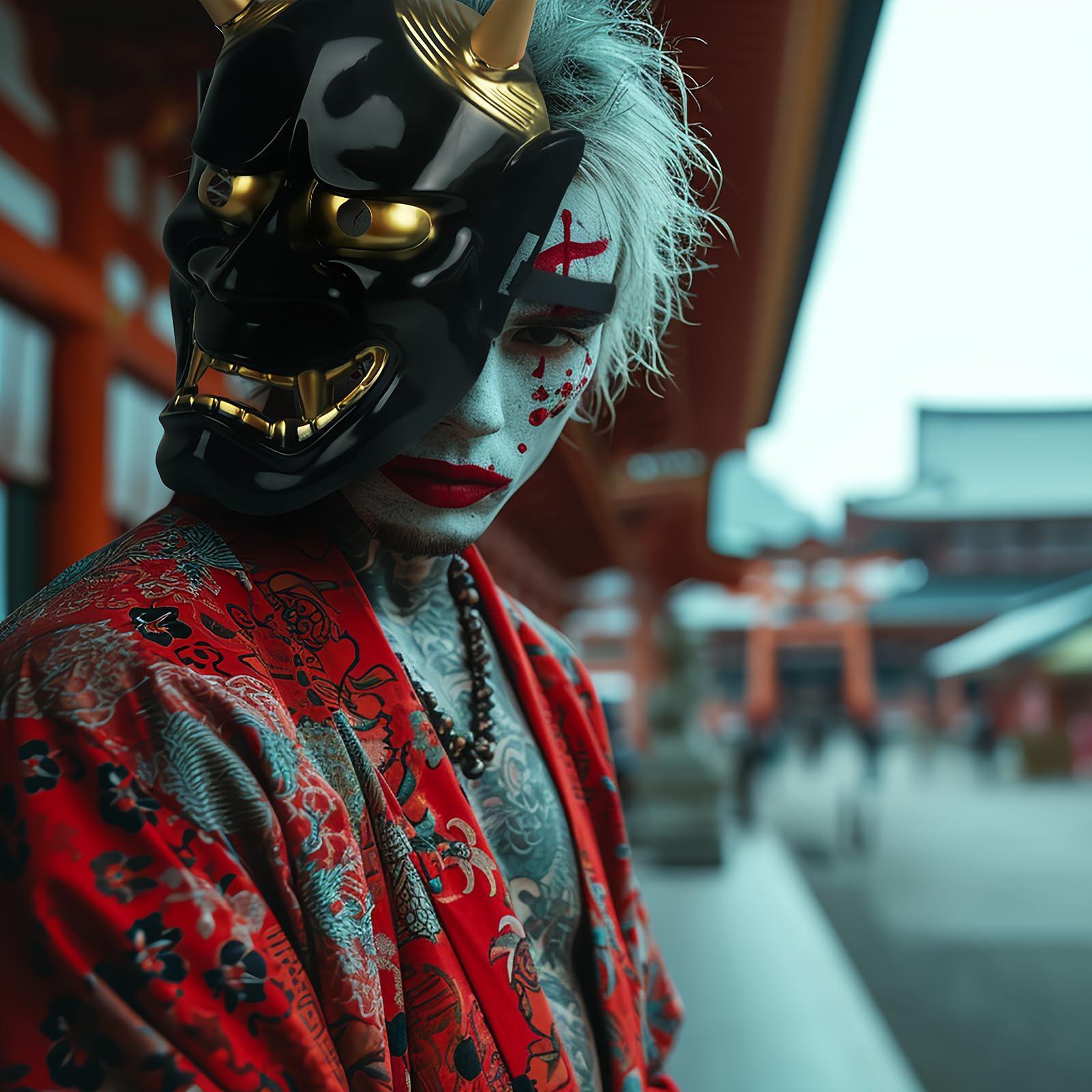 HOMELEX Samurai Hannya Oni Mask Japanese Airsoft Demon Cosplay Costume Prajna Ghostface Horror Props - HOMELEX