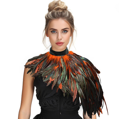 HOMELEX Feather Cape Shawl Costume Black Witch Wings Collar Adult Crow Neck - HOMELEX