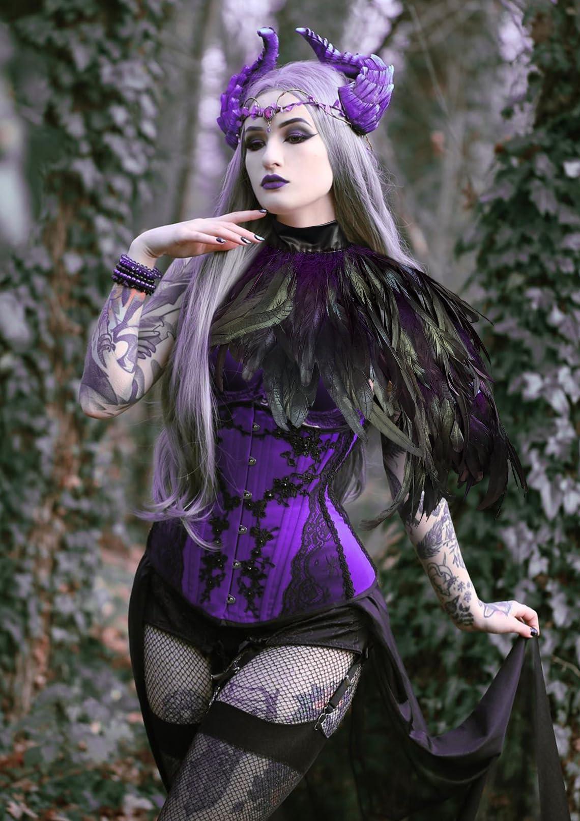 HOMELEX Feather Cape Shawl Costume Black Witch Wings Collar Adult Crow Neck - HOMELEX
