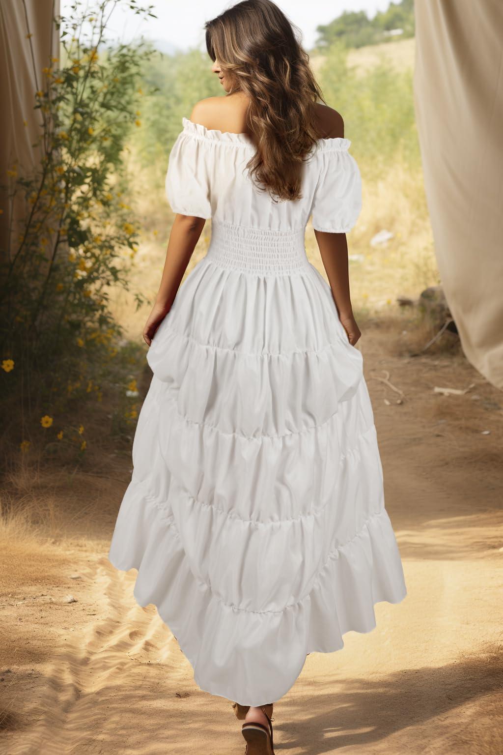 HOMELEX Renaissance Dress Women - Medieval Peasant Costume Plus Size Day of The Dead Dress - HOMELEX