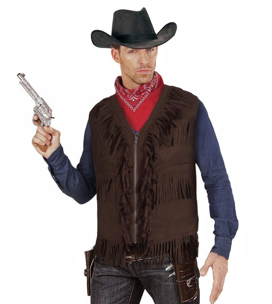 HOMELEX Brown Cowboy Vest for Men - Adult Halloween Leather Western Outfit Costume Accessories - HOMELEX