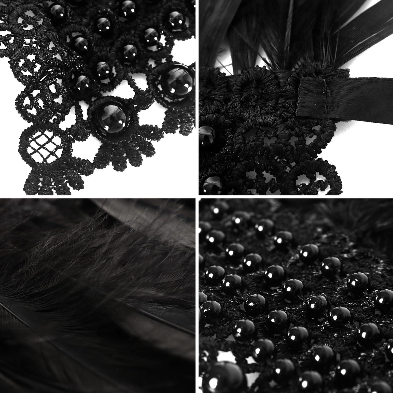 HOMELEX Gothic Victorian Black Natural Feather Collar Choker Halloween Shawl Cape - HOMELEX