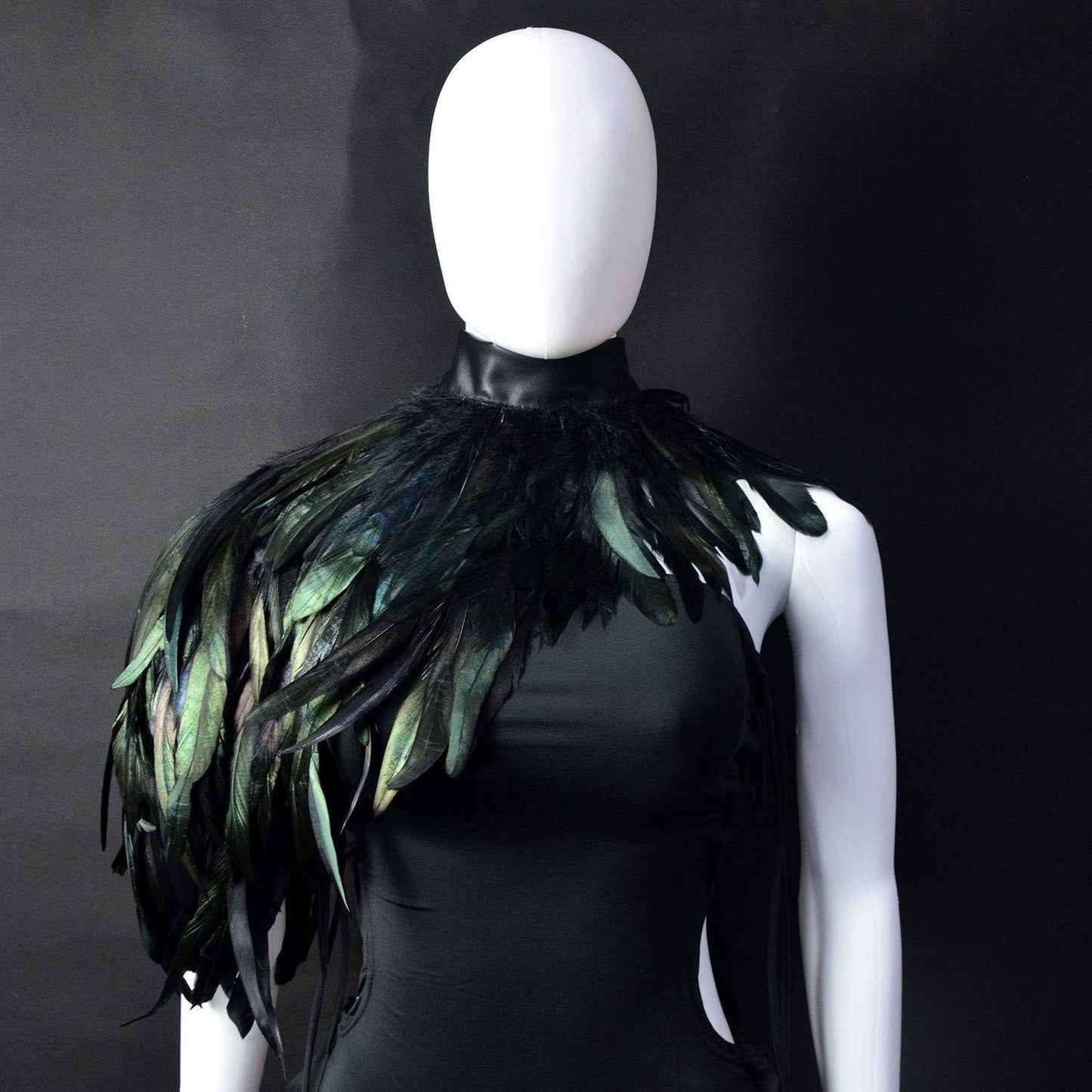 HOMELEX Feather Cape Shawl Costume Black Witch Wings Collar Adult Crow Neck - HOMELEX