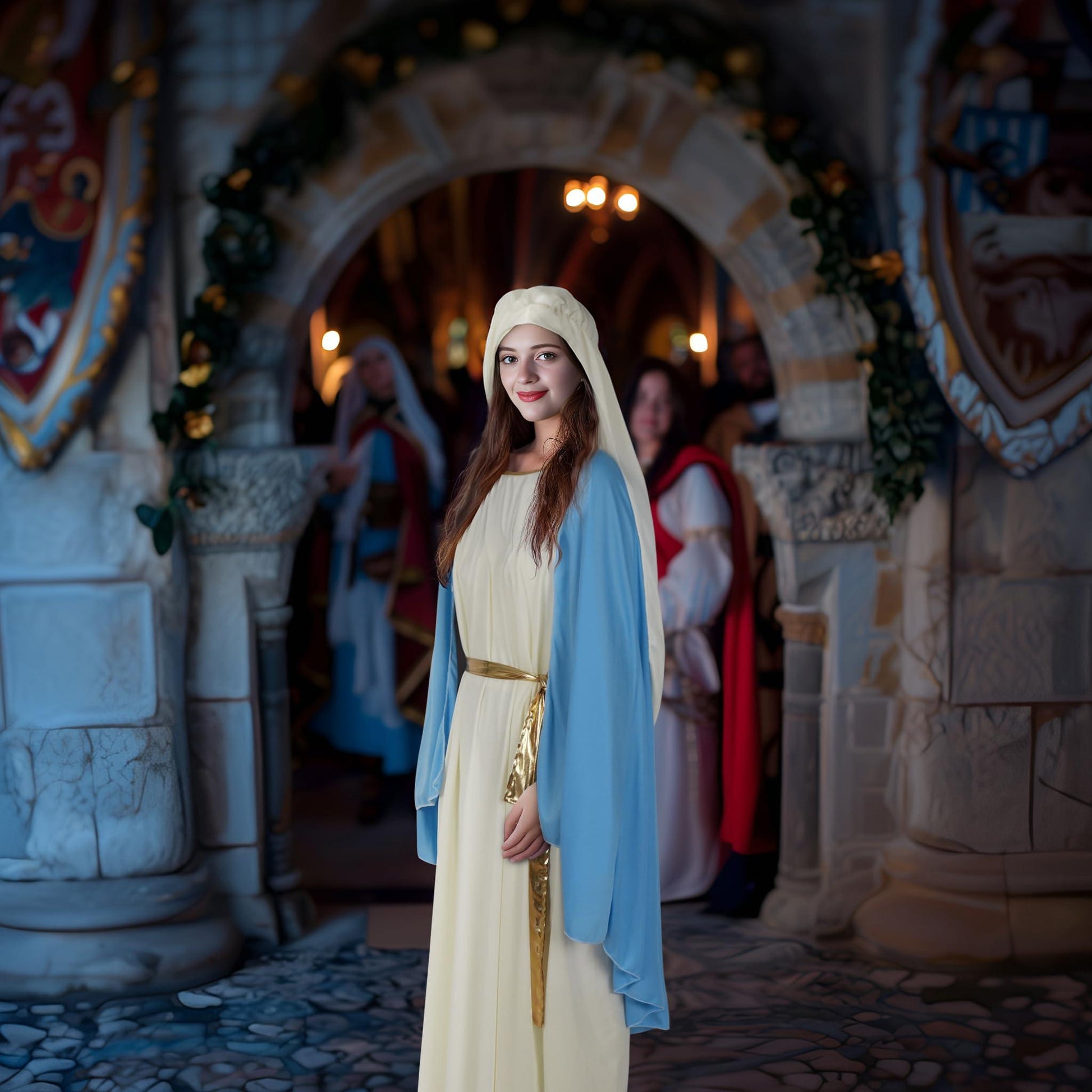 HOMELEX Mary the Virgin Mary Costume Biblical Jesus Adult Robe For Women Easter Saint Halloween Christmas Cosplay - HOMELEX