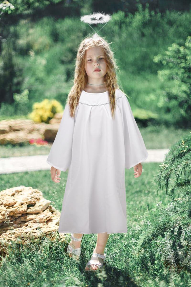 HOMELEX Kids Angel Costume With Halo Christmas Church Robes Angel Dress for Girl - HOMELEX