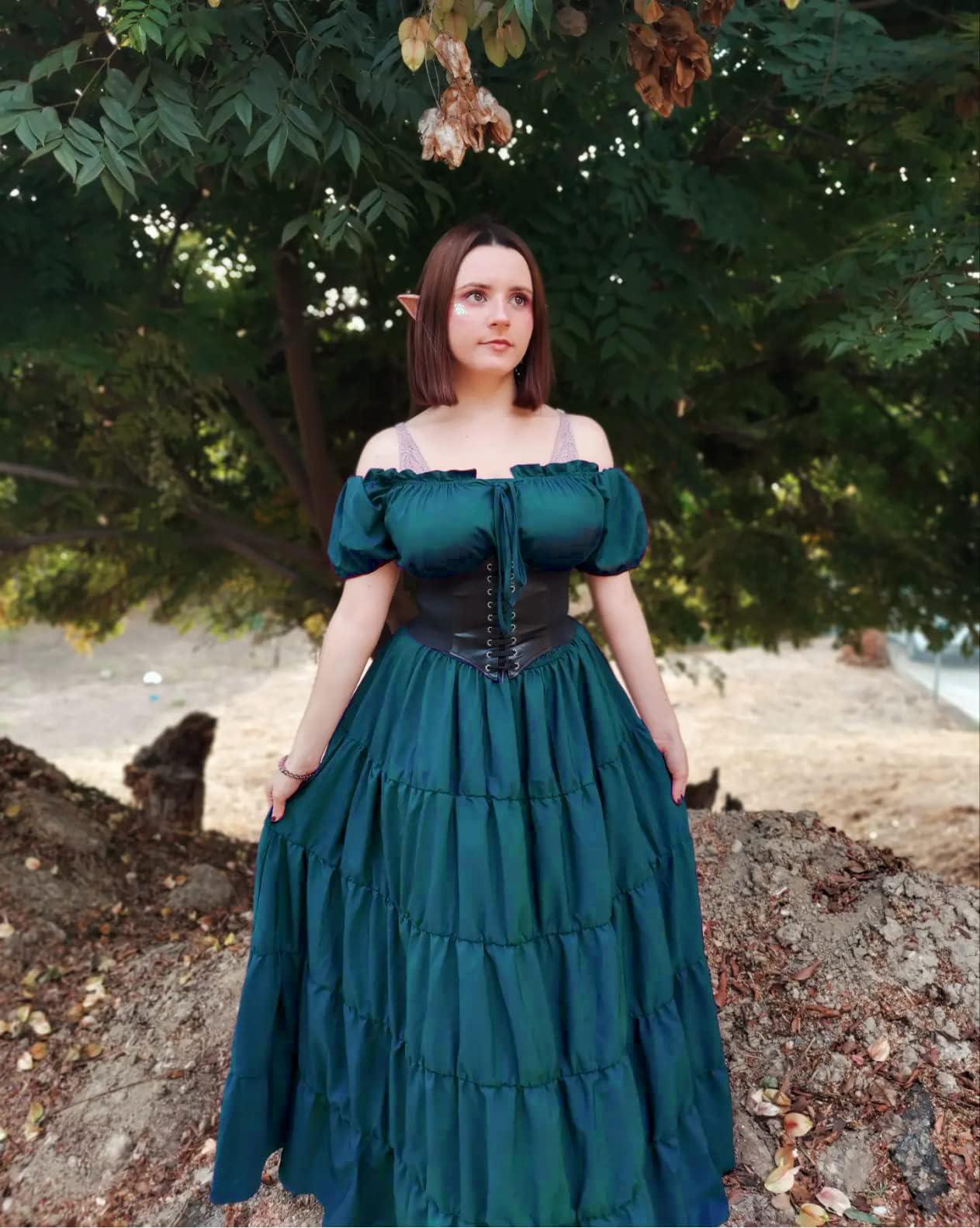 HOMELEX Renaissance Dress Women - Medieval Peasant Costume Plus Size Day of The Dead Dress - HOMELEX