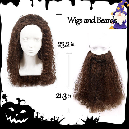 HOMELEX Wizard Beard And Wig - Halloween Funny Father Time Costume Accessory for Adults - HOMELEX