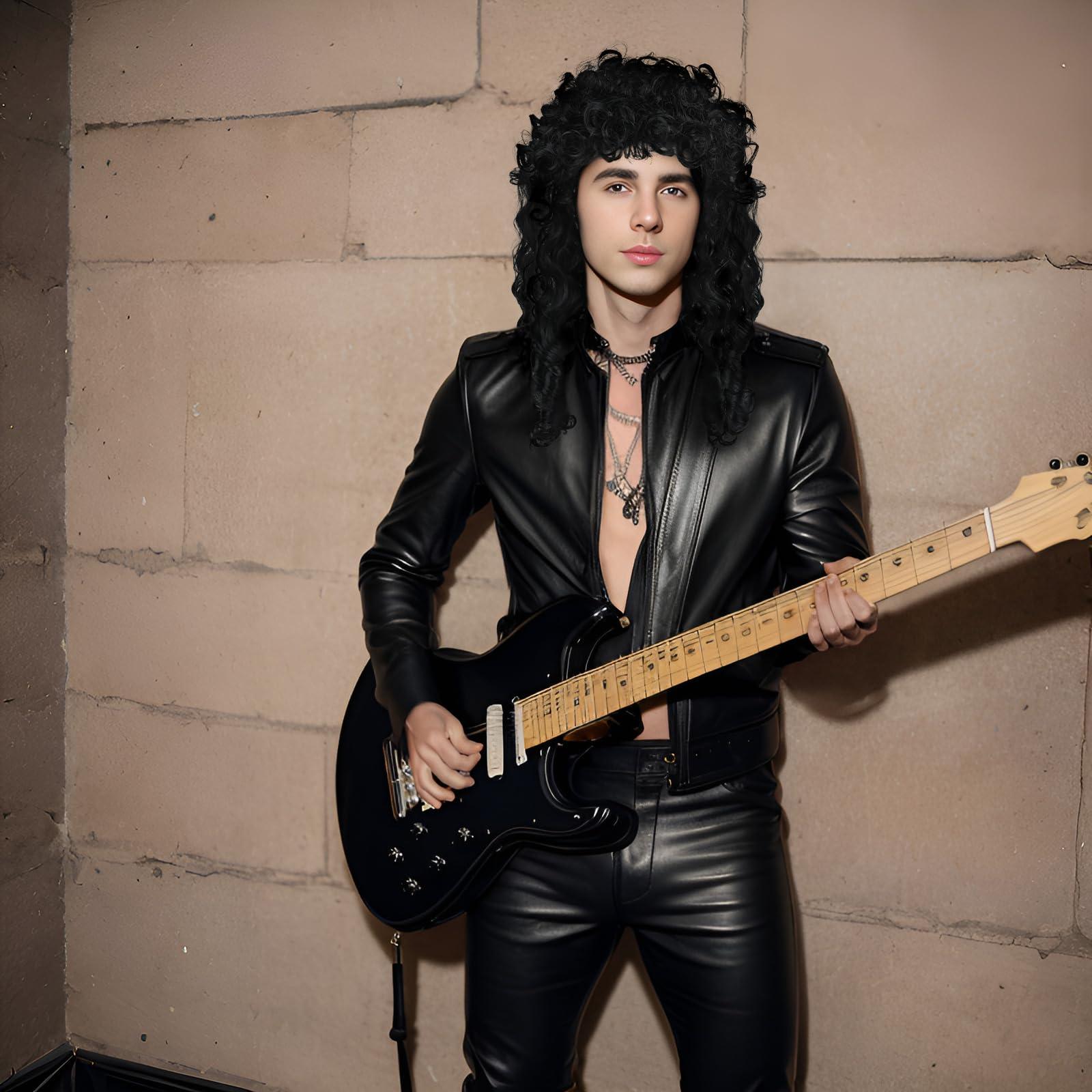 HOMELEX Pirate Wig Long Black Wavy Curly Captain Halloween Punk Rock adult Cosplay - HOMELEX