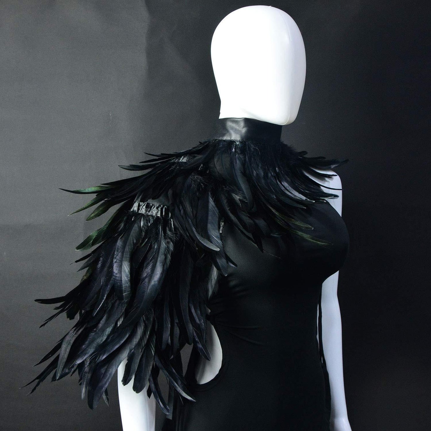 HOMELEX Feather Cape Shawl Costume Black Witch Wings Collar Adult Crow Neck - HOMELEX