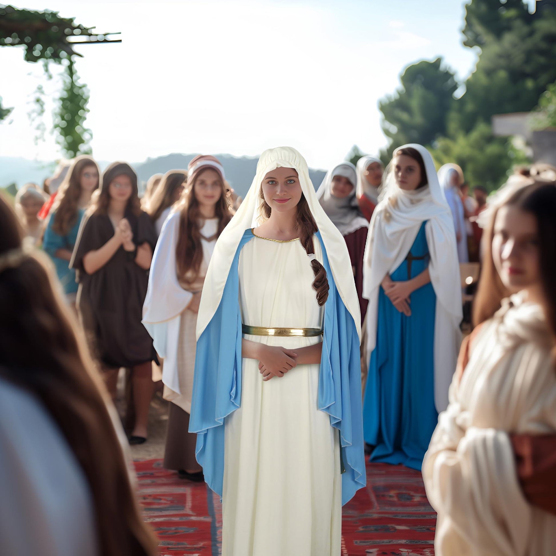 HOMELEX Mary the Virgin Mary Costume Biblical Jesus Adult Robe For Women Easter Saint Halloween Christmas Cosplay - HOMELEX