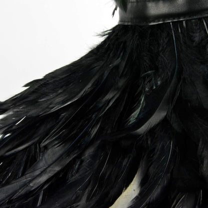 HOMELEX Black Witch Feather Collar Crow Shawl Costume Halloween Swan Wings Accessories Cape for Women - HOMELEX