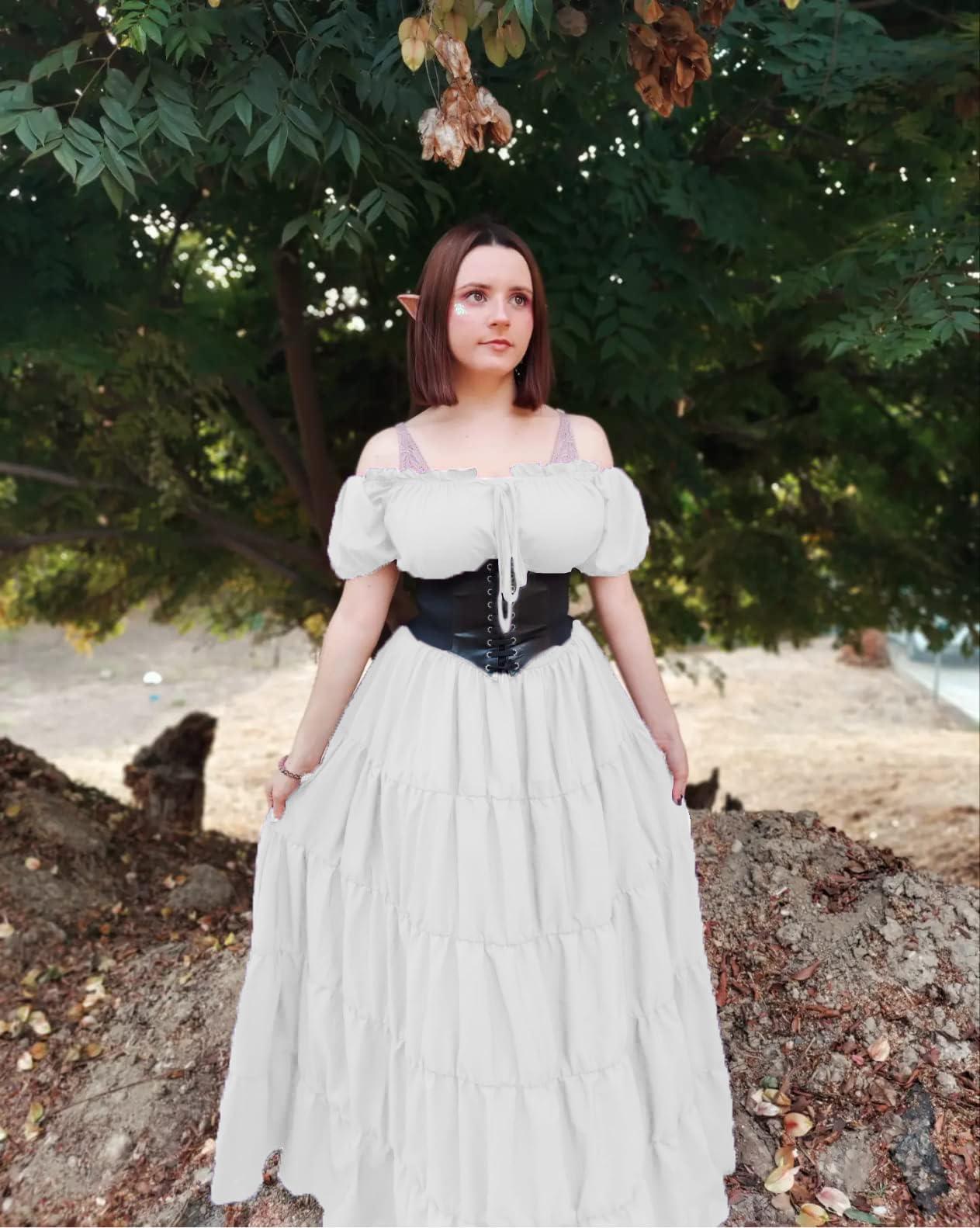 HOMELEX Renaissance Dress Women - Medieval Peasant Costume Plus Size Day of The Dead Dress - HOMELEX