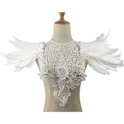 HOMELEX Shoulder Pad with Feathers Wings Halloween Witch Harness Carnival Costumes for Women Masquerade Raven Costume - HOMELEX