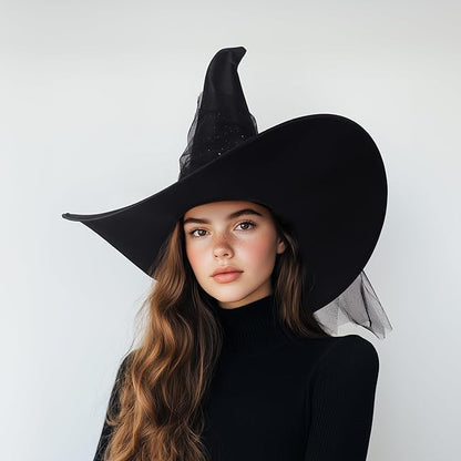 HOMELEX Halloween Women Witch Hat for Large Head Adult Costume Accessory Wicked Cosplay
