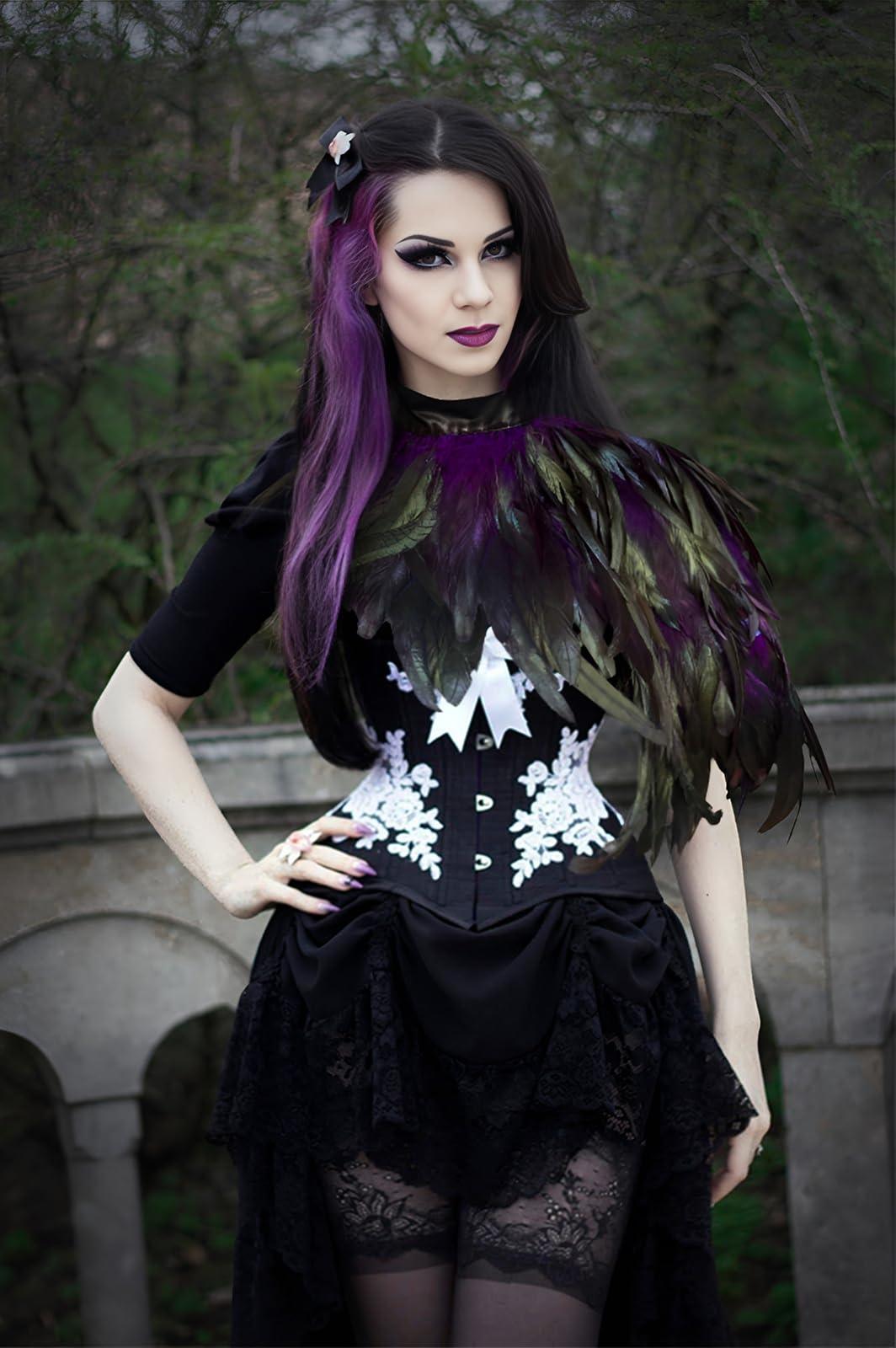 HOMELEX Feather Cape Shawl Costume Black Witch Wings Collar Adult Crow Neck - HOMELEX