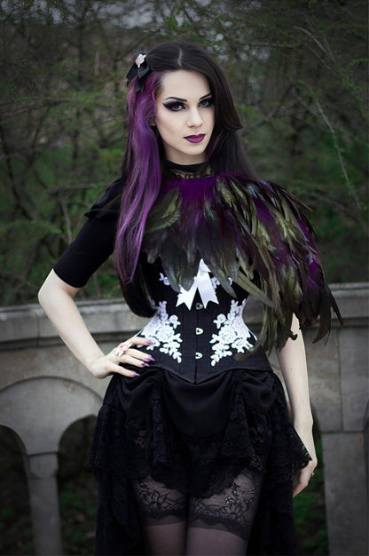 HOMELEX Feather Cape Shawl Costume Black Witch Wings Collar Adult Crow Neck - HOMELEX