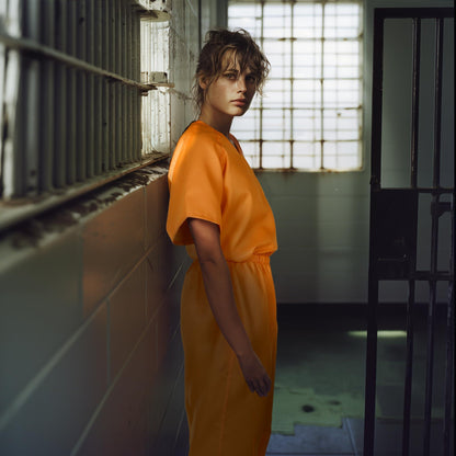 HOMELEX Orange Prisioner Women Costume Jail Inmate Suit Halloween Criminal Adults - HOMELEX