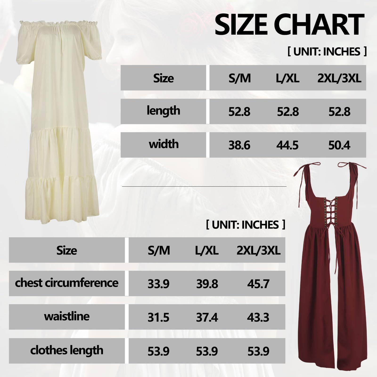 HOMELEX Renaissance Dress Women - Medieval Elf Costume Plus Size Ren Faire Midevil Festival Outfit - HOMELEX