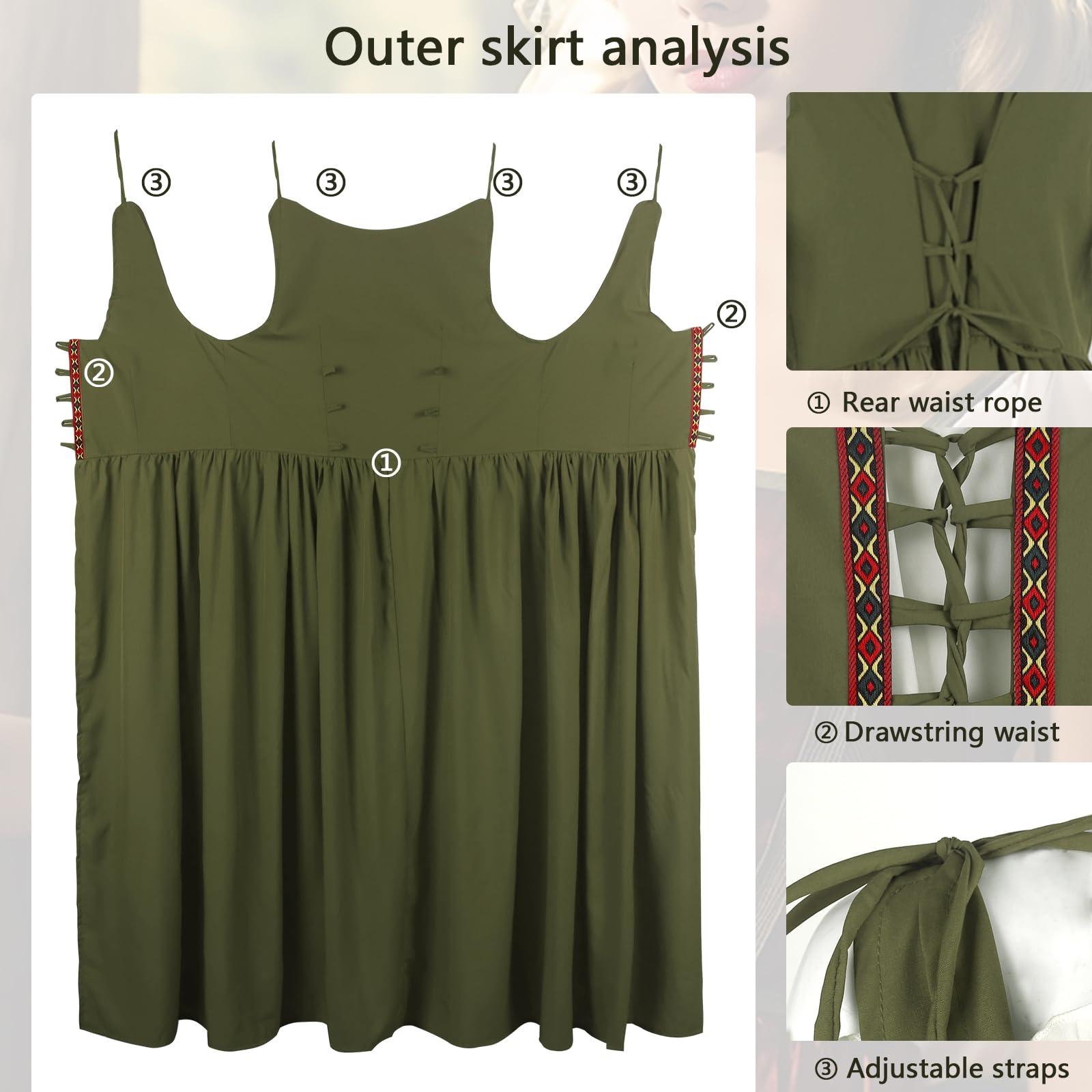 HOMELEX Renaissance Dress Women - Medieval Elf Costume Plus Size Ren Faire Midevil Festival Outfit - HOMELEX