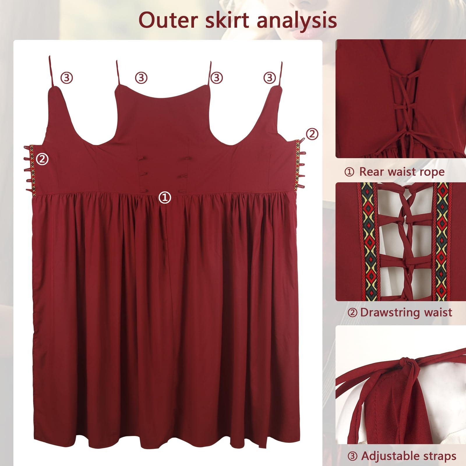 HOMELEX Renaissance Dress Women - Medieval Elf Costume Plus Size Ren Faire Midevil Festival Outfit - HOMELEX