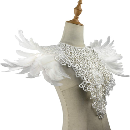 HOMELEX Shoulder Pad with Feathers Wings Halloween Witch Harness Carnival Costumes for Women Masquerade Raven Costume - HOMELEX