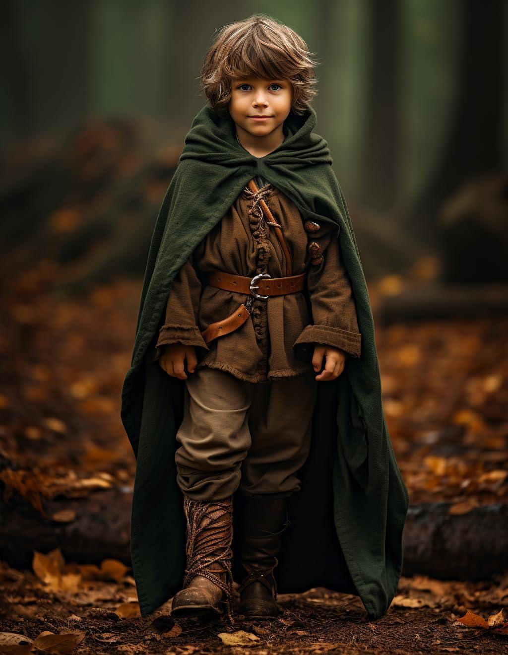 HOMELEX Renaissance Costume for Boys - Kids Medieval Cloak With Hood Halloween Ranger Wizard Elven Hooded Cape Robe - HOMELEX