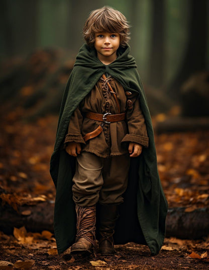 HOMELEX Renaissance Costume for Boys - Kids Medieval Cloak With Hood Halloween Ranger Wizard Elven Hooded Cape Robe - HOMELEX