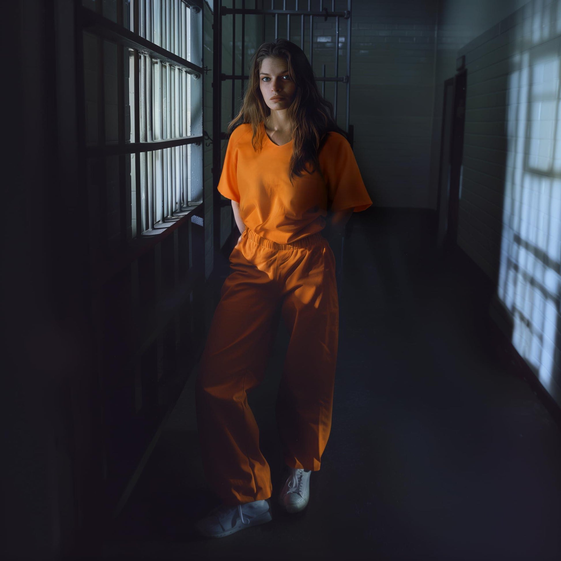 HOMELEX Orange Prisioner Women Costume Jail Inmate Suit Halloween Criminal Adults - HOMELEX